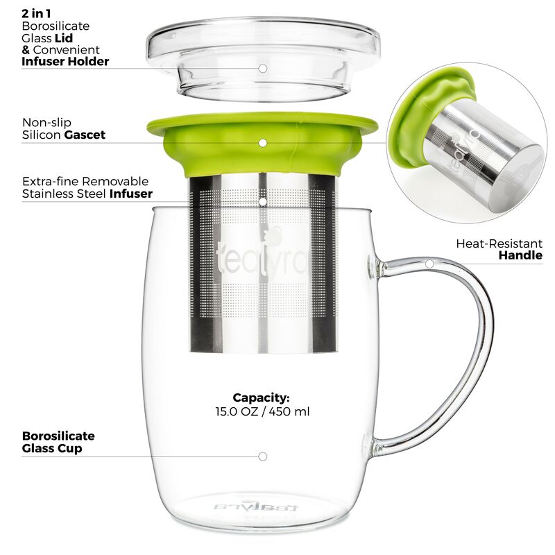 perfecTEA Glass Cup Infuser Tea Cups & Mugs Teaware